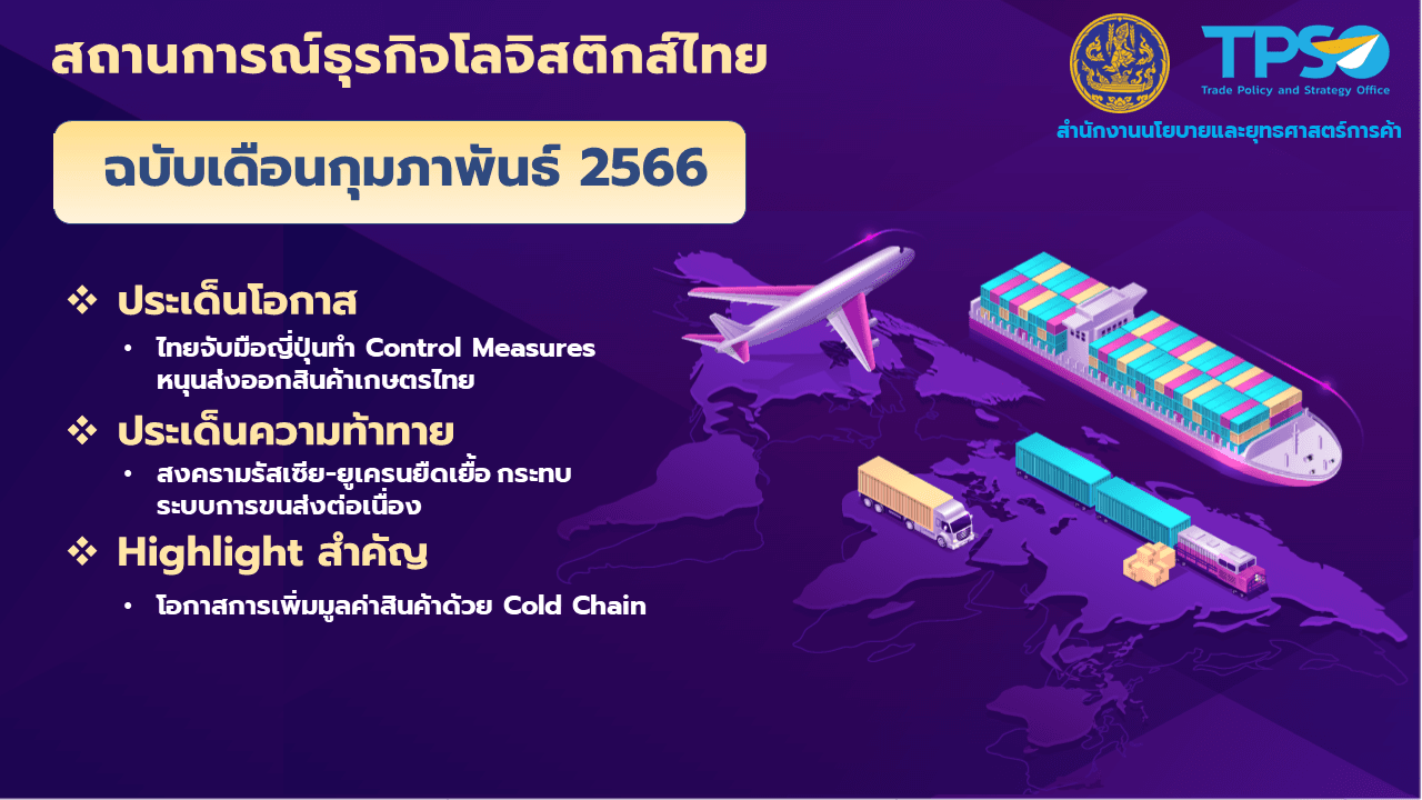 สถานการณ์ธุรกิจโลจิสติกส์ไทย ฉบับเดือนกุมภาพันธ์ 2566