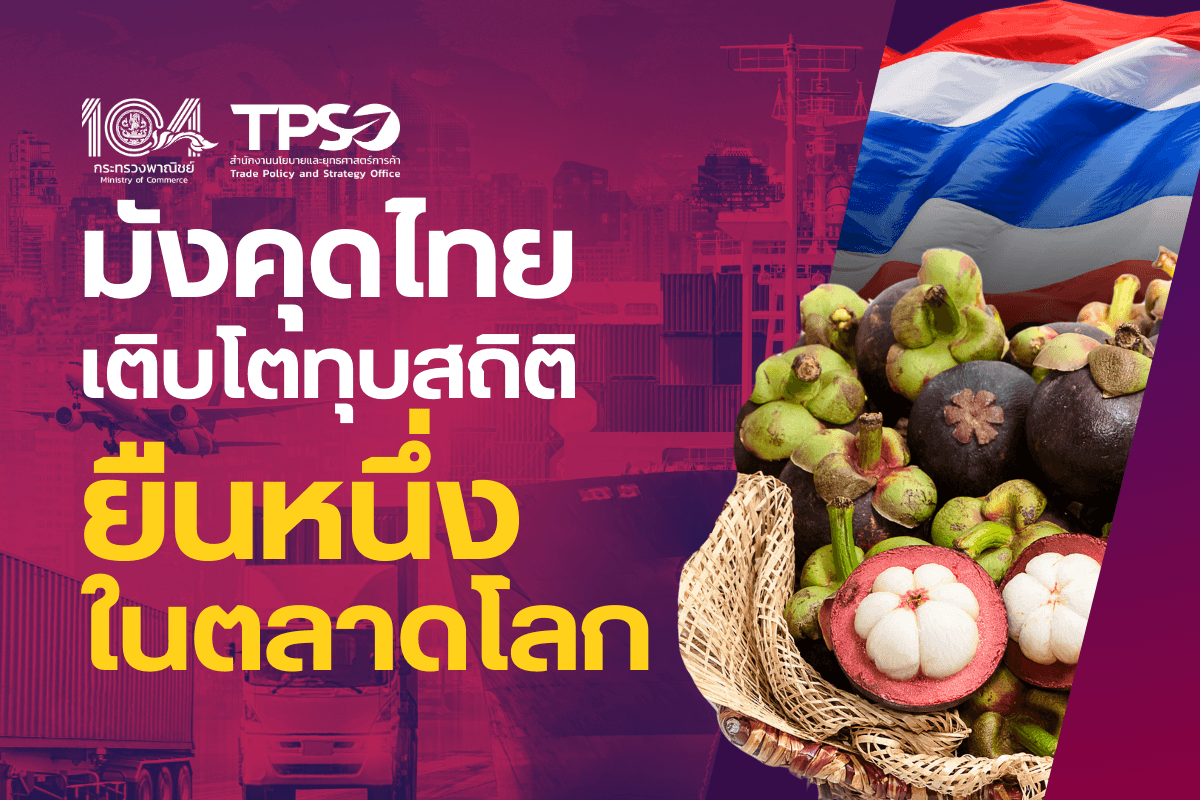 <p><strong>ดาวน์โหลดข้อมูลฉบับเต็ม:&nbsp;</strong><a href="https://uploads.tpso.go.th/มังคุดไทยเติบโตทุบสถิติ ยืนหนึ่งในตลาดโลก.pdf" target="_blank">มังคุดไทยเติบโตทุบสถิติ ยืนหนึ่งในตลาดโลก.pdf</a></p>

<p>&nbsp; &nbsp; &nbsp; &nbsp; &nbsp; นายพูนพงษ์ นัยนาภากรณ์ ผู้อำนวยการสำนักงานนโยบายและยุทธศาสตร์การค้า (สนค.) กระทรวงพาณิชย์ เปิดเผยข้อมูลล่าสุดเกี่ยวกับสถานการณ์การส่งออกมังคุดไทย ซึ่งถือเป็นผลไม้ที่ไทยครองตำแหน่งผู้นำการส่งออกอันดับหนึ่งของโลก โดยไทยส่งออกร้อยละ 91 (รวมผลสดและแปรรูป) และบริโภคในประเทศเพียงร้อยละ 9 ของผลผลิตมังคุดทั้งประเทศ ทั้งนี้ การส่งออกไปจีนมีสัดส่วนมากกว่าร้อยละ 90 ของมูลค่าการส่งออกมังคุดทั้งหมดของไทย ซึ่งมังคุดไทยเป็นที่ชื่นชอบของผู้บริโภคทั้งภายในและต่างประเทศ โดยมีความนิยมบริโภคสดเพิ่มสูงขึ้น เนื่องจากมังคุดไทยมีชื่อเสียงด้านรสชาติอร่อย ผลใหญ่ เปลือกบาง อีกทั้งกระบวนการเก็บเกี่ยวและการขนส่งที่ใส่ใจช่วยรักษาคุณภาพของผลไม้ได้เป็นอย่างดี</p>

<p>&nbsp; &nbsp; &nbsp; &nbsp; &nbsp; ในปี 2566 ไทยส่งออกมังคุด<sup>1</sup>&nbsp;(HS Code 08045030) คิดเป็นปริมาณรวม 248,612.25 ตัน ขยายตัวร้อยละ 20.8 เมื่อเทียบกับปีที่ผ่านมา และคิดเป็นมูลค่าการส่งออก 502.24 ล้านเหรียญสหรัฐ (17,192.32 ล้านบาท) ขยายตัวร้อยละ 25.6 เมื่อเทียบกับปีที่ผ่านมา โดยตลาดส่งออกมังคุดที่สำคัญของไทย 5 อันดับแรก ของปี 2566 ได้แก่&nbsp;<br />
&nbsp; &nbsp; &nbsp; &nbsp; &nbsp; (1) จีน คิดเป็นสัดส่วนร้อยละ 93.73 มูลค่าการส่งออกเติบโตร้อยละ 27.4&nbsp;<br />
&nbsp; &nbsp; &nbsp; &nbsp; &nbsp; (2) เวียดนาม สัดส่วนร้อยละ 3.33 มูลค่าการส่งออกเติบโตร้อยละ 44.6<br />
&nbsp; &nbsp; &nbsp; &nbsp; &nbsp; (3) ฮ่องกง สัดส่วนร้อยละ 0.69 มูลค่าการส่งออกหดตัวร้อยละ 72.2<br />
&nbsp; &nbsp; &nbsp; &nbsp; &nbsp; (4) เกาหลีใต้ สัดส่วนร้อยละ 0.59 มูลค่าการส่งออกเติบโตร้อยละ 13.1 และ<br />
&nbsp; &nbsp; &nbsp; &nbsp; &nbsp; (5) สหรัฐอเมริกา สัดส่วนร้อยละ 0.29 มูลค่าการส่งออกเติบโตร้อยละ 176.8</p>

<p>&nbsp; &nbsp; &nbsp; &nbsp; &nbsp; สำหรับในช่วง 8 เดือนแรก (มกราคม &ndash; สิงหาคม) ของปี 2567 ไทยส่งออกมังคุด 247,274.83 ตัน ขยายตัวร้อยละ 25.6 เมื่อเทียบกับช่วงเวลาเดียวกันของปีที่ผ่านมา เป็นมูลค่าการส่งออก 427.28 ล้านเหรียญสหรัฐ (15,425 ล้านบาท) ขยายตัวร้อยละ 2.0 เมื่อเทียบกับช่วงเวลาเดียวกันของปีที่ผ่านมา โดยตลาดส่งออกมังคุดที่สำคัญของไทย 5 อันดับแรก ในช่วง 8 เดือนแรกของปี 2567 ได้แก่<br />
&nbsp; &nbsp; &nbsp; &nbsp; &nbsp; (1) จีน คิดเป็นสัดส่วนร้อยละ 90.83 มูลค่าการส่งออกเติบโตร้อยละ 3.6&nbsp;<br />
&nbsp; &nbsp; &nbsp; &nbsp; &nbsp; (2) เวียดนาม สัดส่วนร้อยละ 5.09 มูลค่าการส่งออกเติบโตร้อยละ 55.9<br />
&nbsp; &nbsp; &nbsp; &nbsp; &nbsp; (3) เกาหลีใต้ สัดส่วนร้อยละ 1.68 มูลค่าการส่งออกเติบร้อยละ 186.1<br />
&nbsp; &nbsp; &nbsp; &nbsp; &nbsp; (4) สหรัฐอเมริกา สัดส่วนร้อยละ 0.51 มูลค่าการส่งออกเติบโตร้อยละ 50.3<br />
&nbsp; &nbsp; &nbsp; &nbsp; &nbsp; (5) กัมพูชา สัดส่วนร้อยละ 0.33 มูลค่าการส่งออกเติบโตร้อยละ 2,481.6</p>

<p>&nbsp; &nbsp; &nbsp; &nbsp; &nbsp; ในด้านการนำเข้าของจีน ในปี 2566 จีนมีมูลค่าการนำเข้ามังคุดทั้งหมด 730.41 ล้านเหรียญสหรัฐ เติบโตร้อยละ 16.2 เมื่อเทียบกับปีที่ผ่านมา โดยจีนนำเข้าจากไทยเป็นอันดับหนึ่ง แหล่งนำเข้าหลักของจีน 3 อันดับแรก ได้แก่ ไทย สัดส่วนร้อยละ 85.07 อินโดนีเซีย สัดส่วนร้อยละ 14.91 และมาเลเซีย สัดส่วนร้อยละ 0.01 ทั้งนี้ ในปี 2566 จีนนำเข้ามังคุดจากไทยมีมูลค่าเพิ่มขึ้น แต่พบว่าสัดส่วนการนำเข้าจากไทยลดลงเล็กน้อย ขณะที่มูลค่าการนำเข้าและสัดส่วนการนำเข้าจากอินโดนีเซียเพิ่มขึ้น ไทยจึงจำเป็นต้องรักษาคุณภาพและยกระดับการผลิต รวมทั้งกระจายตลาดเพื่อลดความเสี่ยงจากการพึ่งพาตลาดหลักเพียงตลาดเดียว ทั้งนี้ นอกจากไทย อินโดนีเซีย และมาเลเซีย แล้ว ปัจจุบันจีนอนุญาตให้นำเข้ามังคุดได้จากอีก 2 ประเทศ คือ เวียดนาม และเมียนมา&nbsp;</p>

<p>&nbsp; &nbsp; &nbsp; &nbsp; &nbsp; นายพูนพงษ์กล่าวทิ้งท้ายว่า มังคุดเป็นผลไม้ส่งออกที่มีศักยภาพของไทย ที่ผ่านมา ไทยพึ่งพาตลาดจีนเป็นหลัก แต่ปัจจุบันไทยมีคู่แข่งเพิ่มขึ้น ไทยจึงต้องเดินหน้าอย่างเต็มที่ในทุกมิติ เริ่มจากการยกระดับมาตรฐานการผลิตให้เหนือชั้นกว่าเดิม ต้องผลิตให้ได้คุณภาพเพื่อสามารถส่งออกได้ เนื่องจากผลผลิตมังคุดทั้งประเทศ จะใช้บริโภคภายในประเทศเพียงร้อยละ 9 เท่านั้น และต้องให้ความสำคัญกับการใช้เทคโนโลยีการจัดการหลังการเก็บเกี่ยว และการยืดอายุการเก็บรักษาให้นานขึ้นด้วย&nbsp;</p>

<p>&nbsp; &nbsp; &nbsp; &nbsp; &nbsp; การดึงดูดผู้บริโภคด้วยการสร้างเอกลักษณ์และจุดเด่นเฉพาะตัวของมังคุดไทย ผ่านการจดทะเบียนสินค้าสิ่งบ่งชี้ทางภูมิศาสตร์ (GI) ที่สะท้อนถึงแหล่งผลิตที่เฉพาะเจาะจง จะช่วยยกระดับและสร้างมูลค่าเพิ่มให้กับสินค้า (ปัจจุบันมีมังคุด GI ได้แก่ มังคุดในวงระนอง มังคุดเขาคีรีวง และมังคุดทิพย์พังงา) และการโปรโมทสินค้าอย่างมังคุดแท่ง (มังคุดเสียบไม้) และการบุกตลาดแปรรูปใหม่ ๆ เช่น มังคุดกวนไร้น้ำตาล ขนมไส้มังคุด มังคุดอบกรอบไม่ทอด ไอศกรีม ขนม และน้ำมังคุด รวมทั้งเปลือกและเมล็ดก็สามารถนำไปใช้ในอาหาร เครื่องสำอาง และผลิตภัณฑ์เสริมอาหาร ซึ่งเป็นสินค้าเทรนด์รักสุขภาพ เป็นอีกทางที่จะช่วยพยุงไม่ให้ราคาตกต่ำ และเปิดโอกาสให้มีการสร้างผลิตภัณฑ์แปลกใหม่ที่ตรงใจกลุ่มเป้าหมาย จะช่วยเพิ่มโอกาสใหม่ในการขยายตลาด อีกทั้งยังลดความเสี่ยงจากการพึ่งพาตลาดหลักมากเกินไป &nbsp;&nbsp;</p>

<p>&nbsp; &nbsp; &nbsp; &nbsp; &nbsp; นอกจากนี้ การเพิ่มช่องทางการจำหน่ายให้หลากหลาย ตั้งแต่ร้านขายของฝาก คาเฟ่ ร้านอาหาร ไปจนถึงแพลตฟอร์มออนไลน์ และการแสวงหาพันธมิตรทางธุรกิจ โดยเฉพาะร้านค้าท้องถิ่นที่พร้อมจะร่วมทำการตลาดจะสามารถช่วยขยายฐานลูกค้า จะเป็นอีกก้าวสำคัญในการยกระดับการโปรโมทสินค้าผ่านสื่อออนไลน์และโซเชียลมีเดีย ซึ่งช่วยส่งเสริมให้มังคุดไทยสามารถกระจายเข้าถึงกลุ่มเป้าหมายได้อย่างกว้างขวางและมีประสิทธิภาพยิ่งขึ้น</p>

<p>&nbsp;</p>

<hr />
<p><sup>1</sup> ศูนย์เทคโนโลยีสารสนเทศและการสื่อสาร สำนักงานปลัดกระทรวงพาณิชย์, กันยายน 2567</p>
