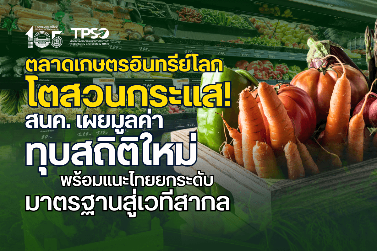 ตลาดเกษตรอินทรีย์โลกโตสวนกระแส! สนค. เผยมูลค่าทุบสถิติใหม่ พร้อมแนะไทยยกระดับมาตรฐานสู่เวทีสากล